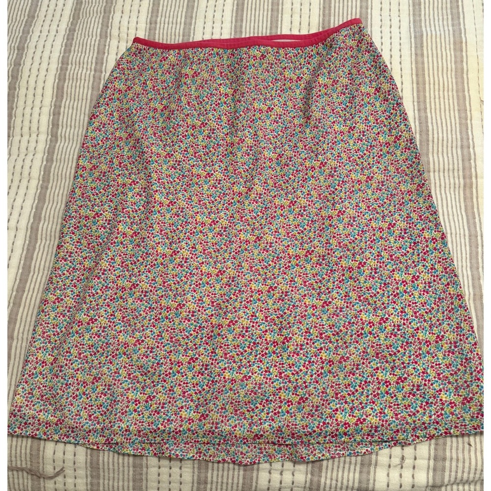 Polo Jeans Co Ralph Lauren Floral Midi Skirt XL Pink Blue Ditsy Print A-Line